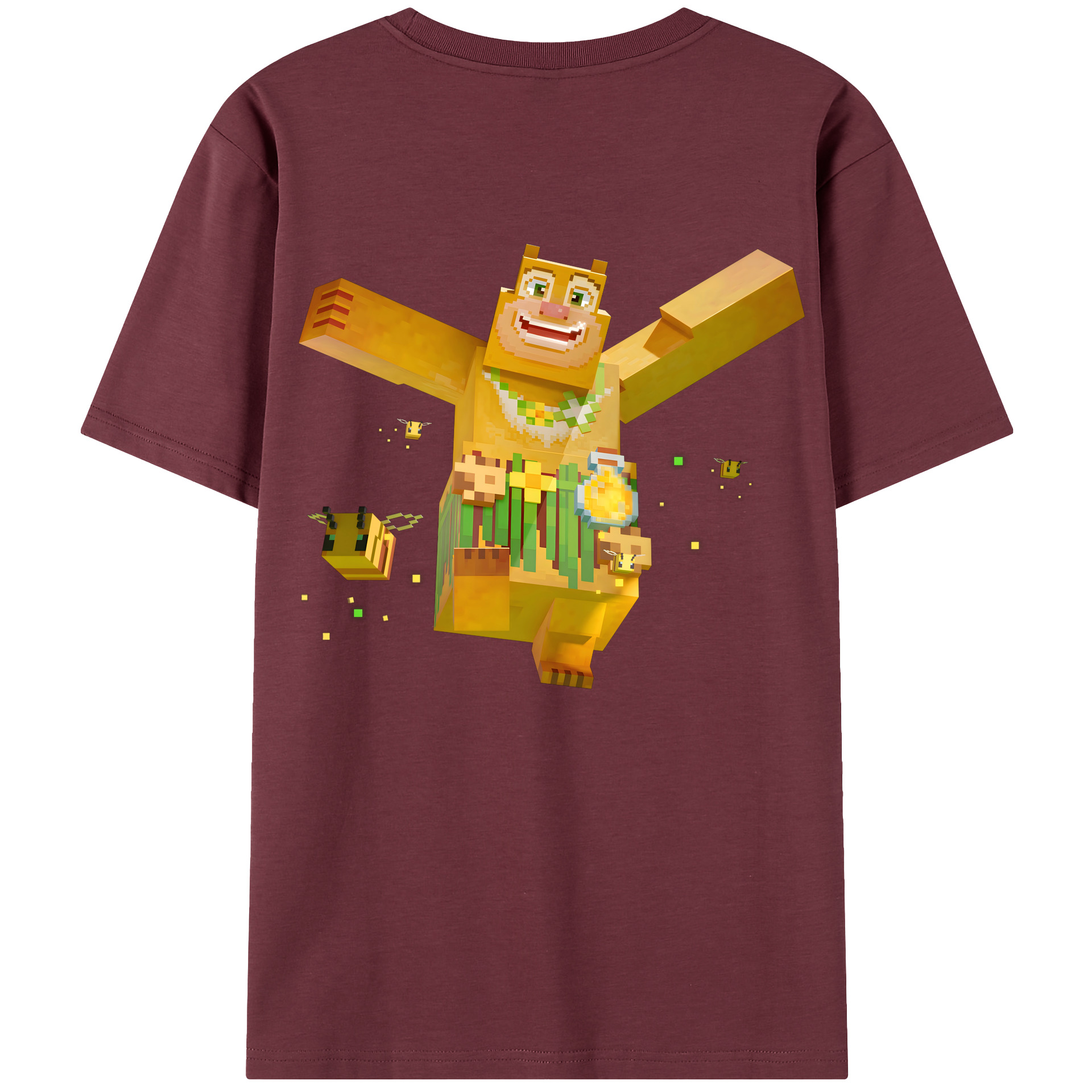 （画像用） マインクラフト ブロックの世界 Minecraft MC Block world 綿100％半袖Tシャツ（背面プリント）
